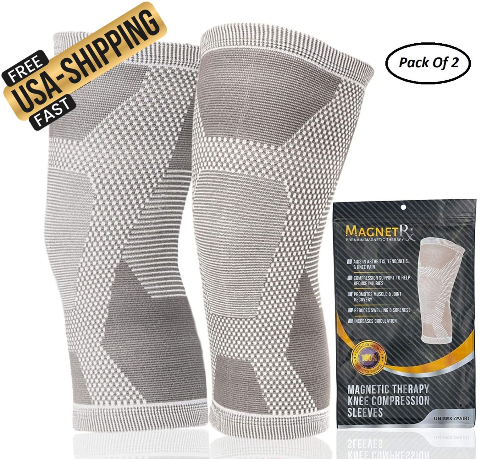 Magnetic Therapy Knee Compression Sleeves (Pair) Small | Knee Brace Support Pain
