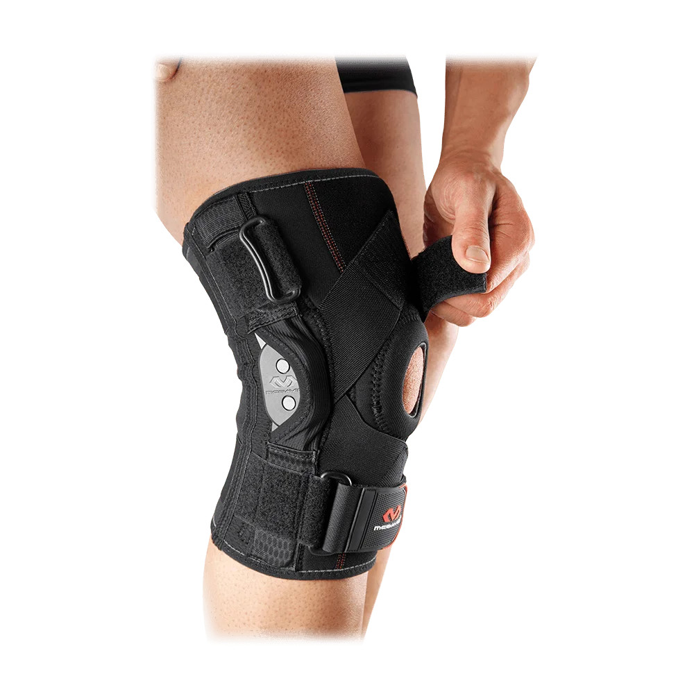 MD429X Knee Brace, Polycentric Hinges & Cross Straps, Black, Adult XL