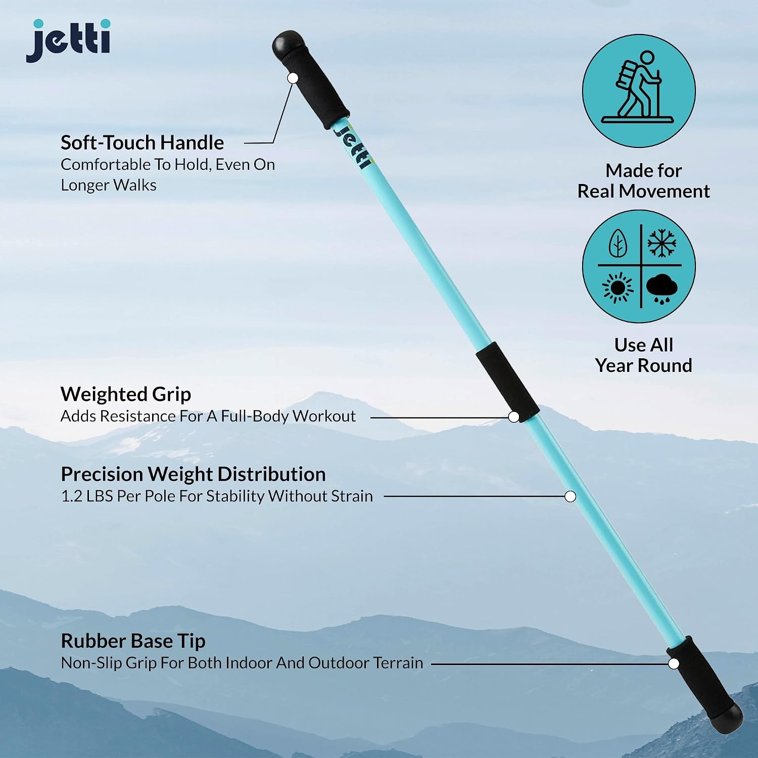 Weighted Walking Sticks Seniors Women & Men – 1.2lb Each Ergonomic Hiking Poles