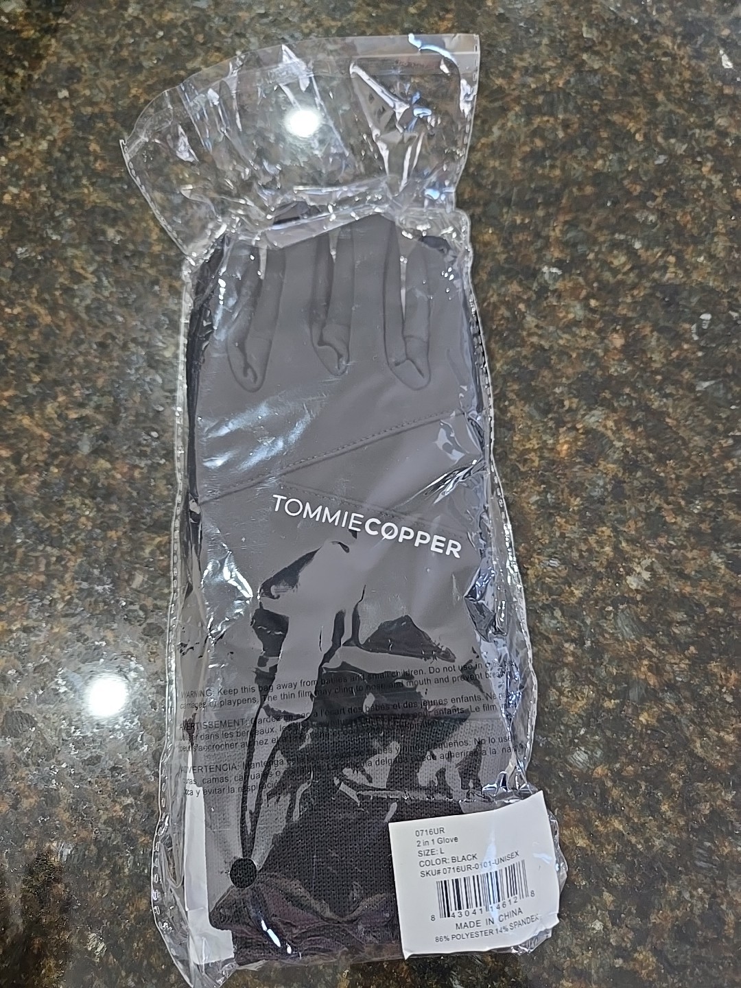 Tommie Copper 2-in-1 All Weather Compression Glove Combo – Black/Large