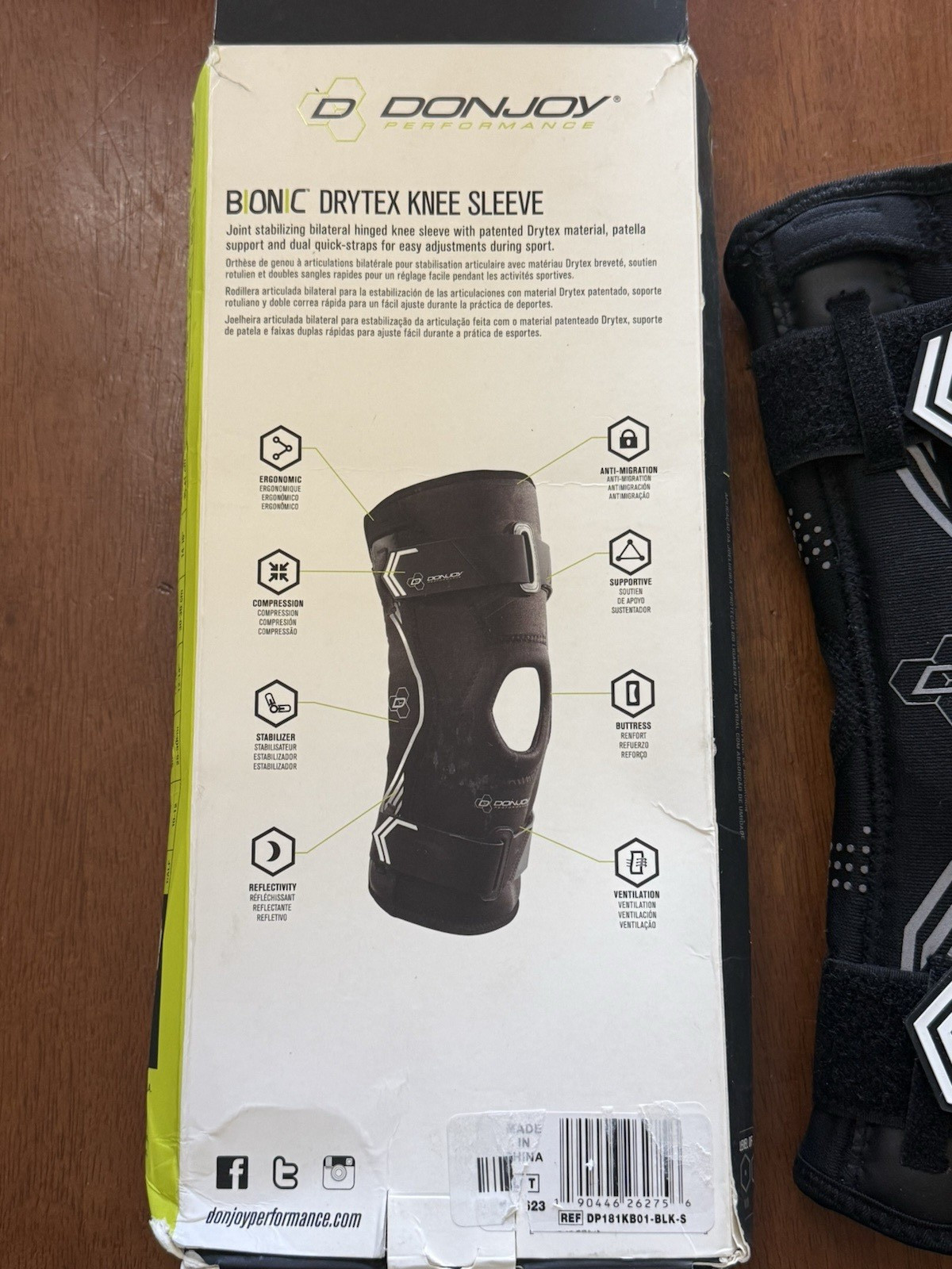 DonJoy Performance Bionic Drytex Hinged Knee Sleeve Size Small