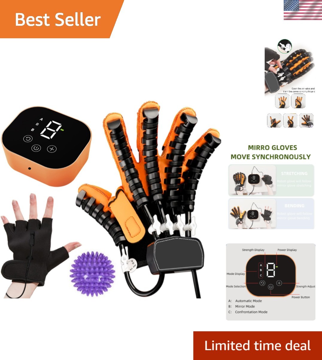 ehabilitation obot Glove fo Stoke, obotic Hand Stoke ecovey Equipment, Finges…