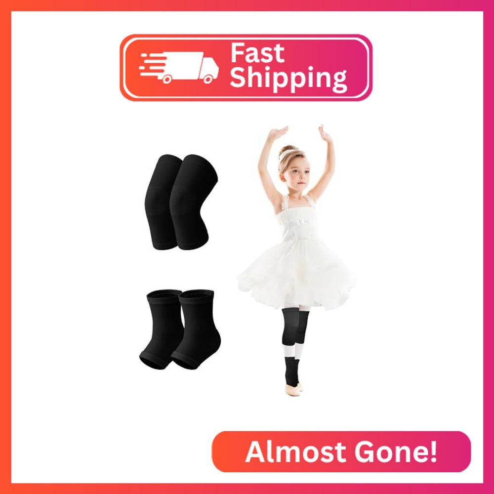 Domaste 2 Pairs Kids Compression Knee Braces and Ankle Supports, Children Non Sl