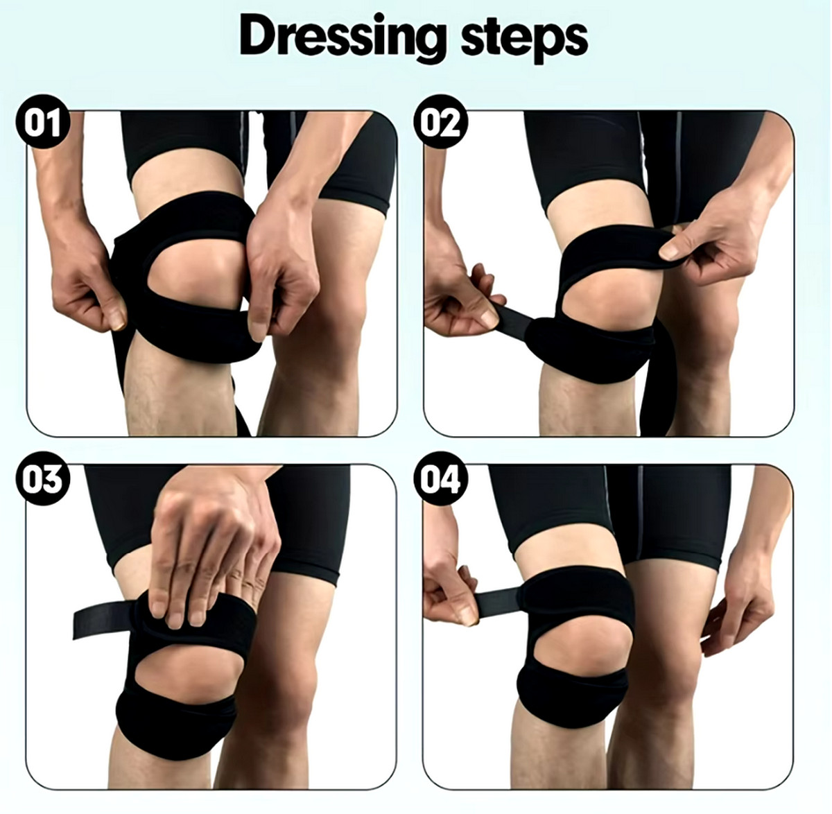 Patella Knee Strap Support- Double Belted Support Protection-Black