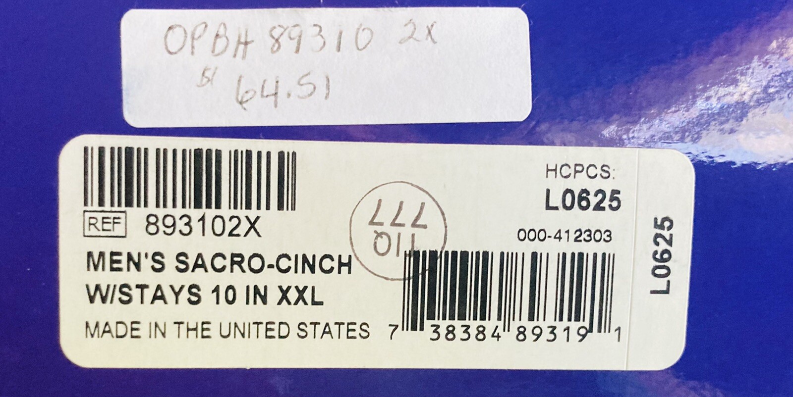 New Bell-Horn Men 89310 46-48 In XXL 10″ White sacro cinch L0625 Back Support