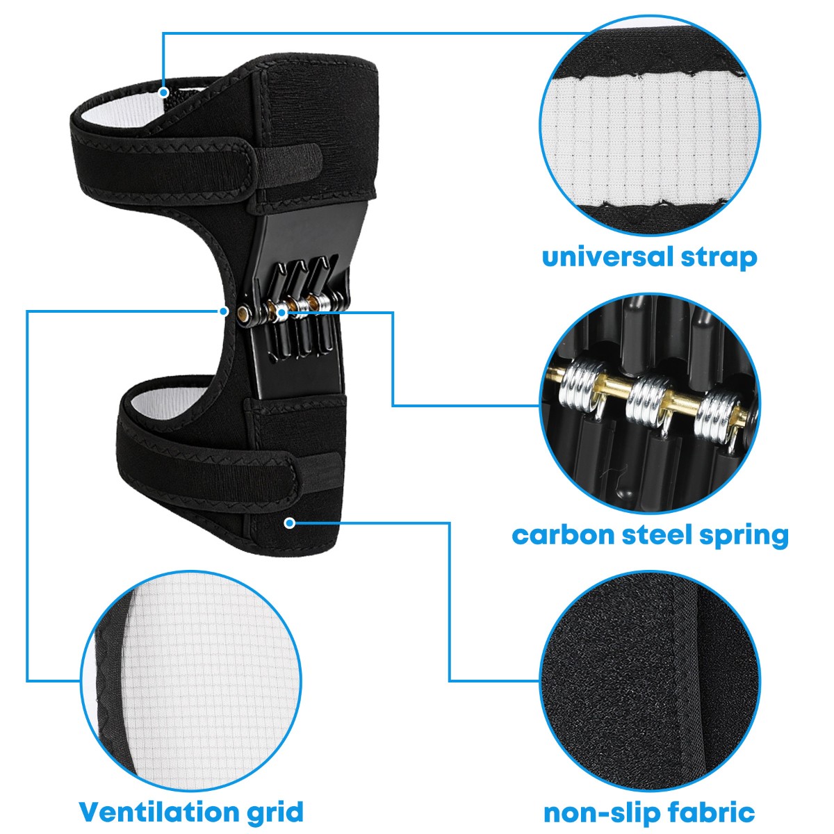 2/4Pcs Knee Pads Booster Joint Support Brace Lift Squat Sport Power Spring Force