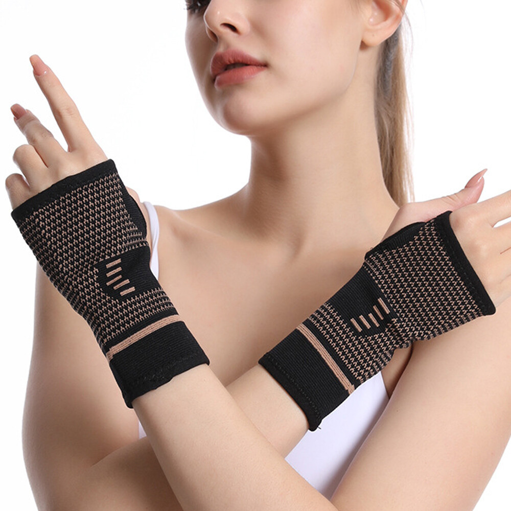 Copper Wrist Brace Support Compression Sleeves Carpal Tunnel Arthritis Sprains