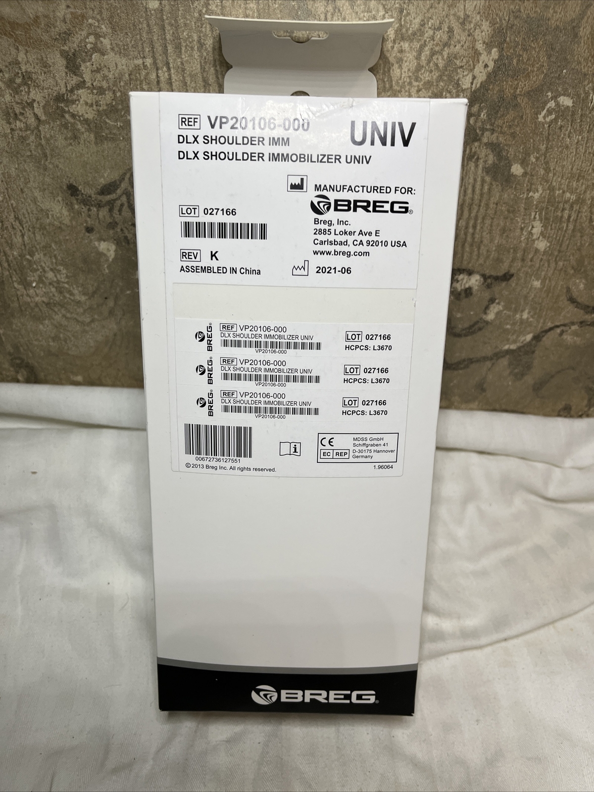Breg Deluxe Shoulder Immobilizer Sling, Universal, VP20106-000 New Open Box