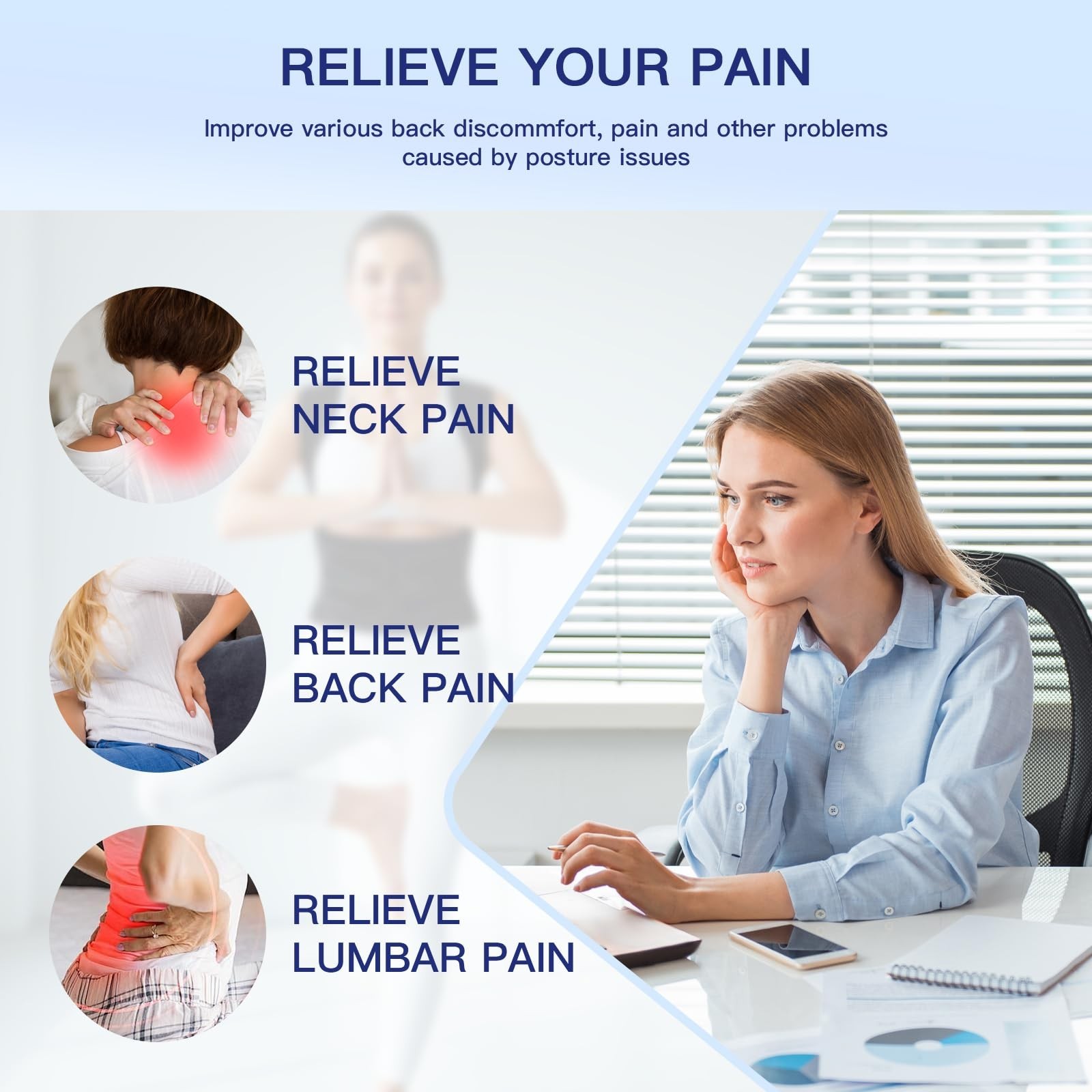 Adjustable Posture Corrector Back Brace for Neck, Shoulder & Back Pain Relief, S