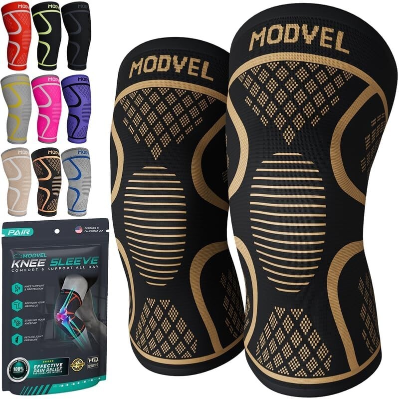 KNEE BRACE 2 Pack Modvel Workout Compression Sleeve, Unisex Medium, choose color