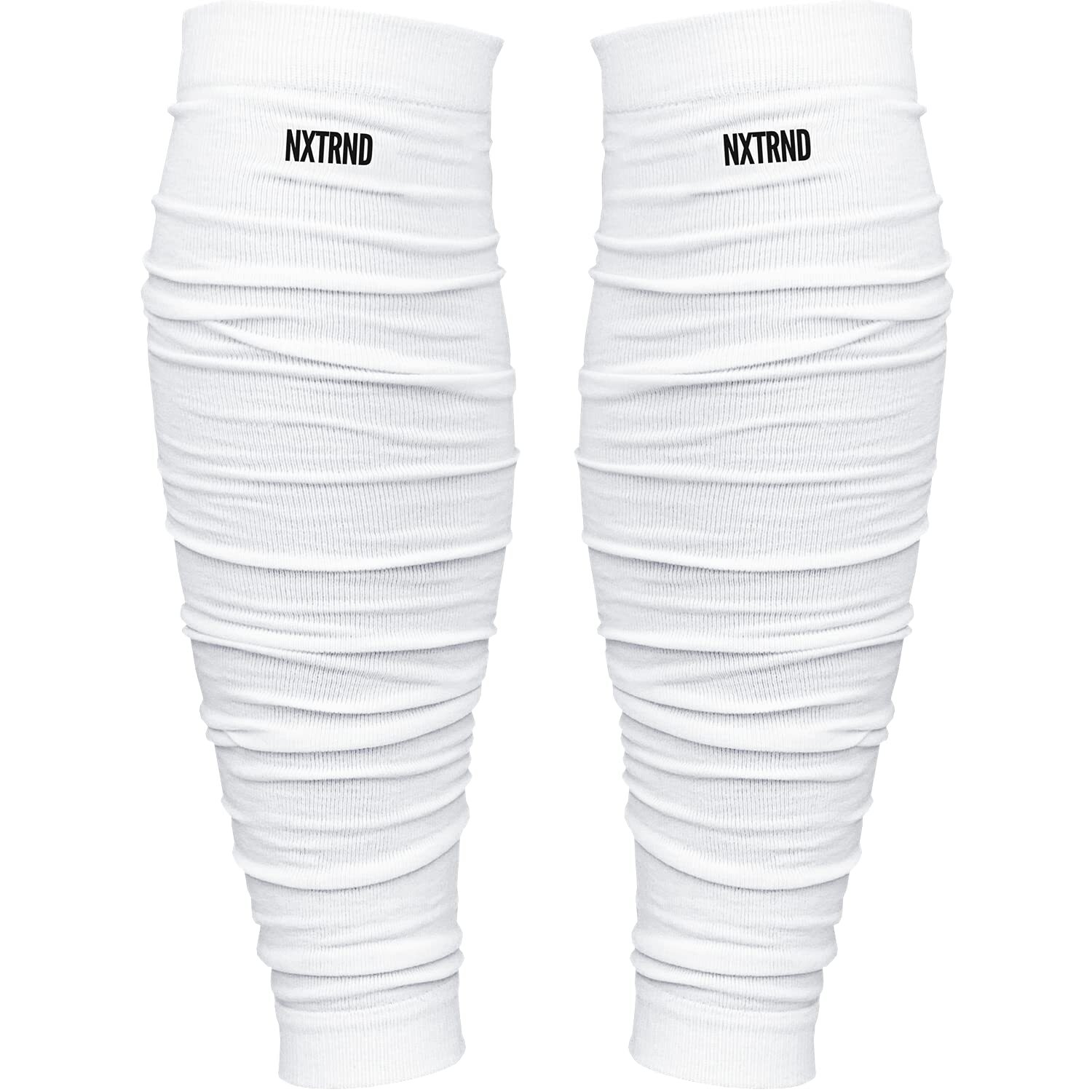 Nxtrnd Football Leg Sleeves Calf Sleeves for Men & Boys Sold as a Pair White