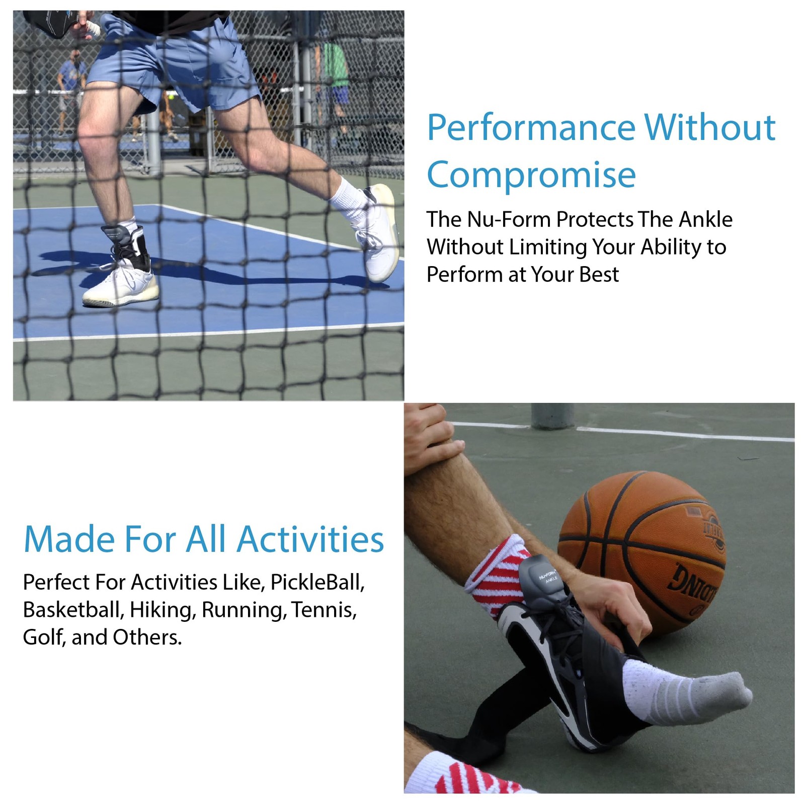 Low Profile Ankle Brace Stabilizer Compression Support for Sports Injury