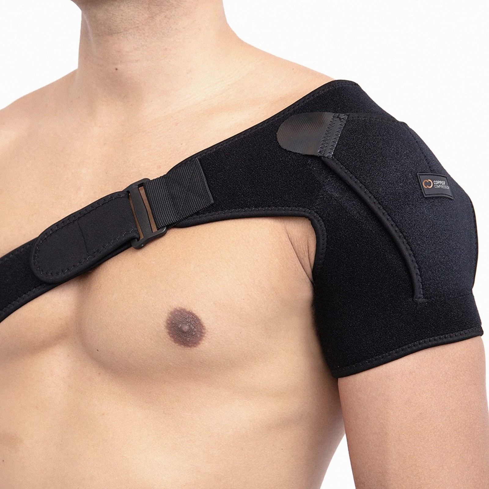 Copper Compression Shoulder Brace Rotator Cuff AC Joint Support Black L/XL