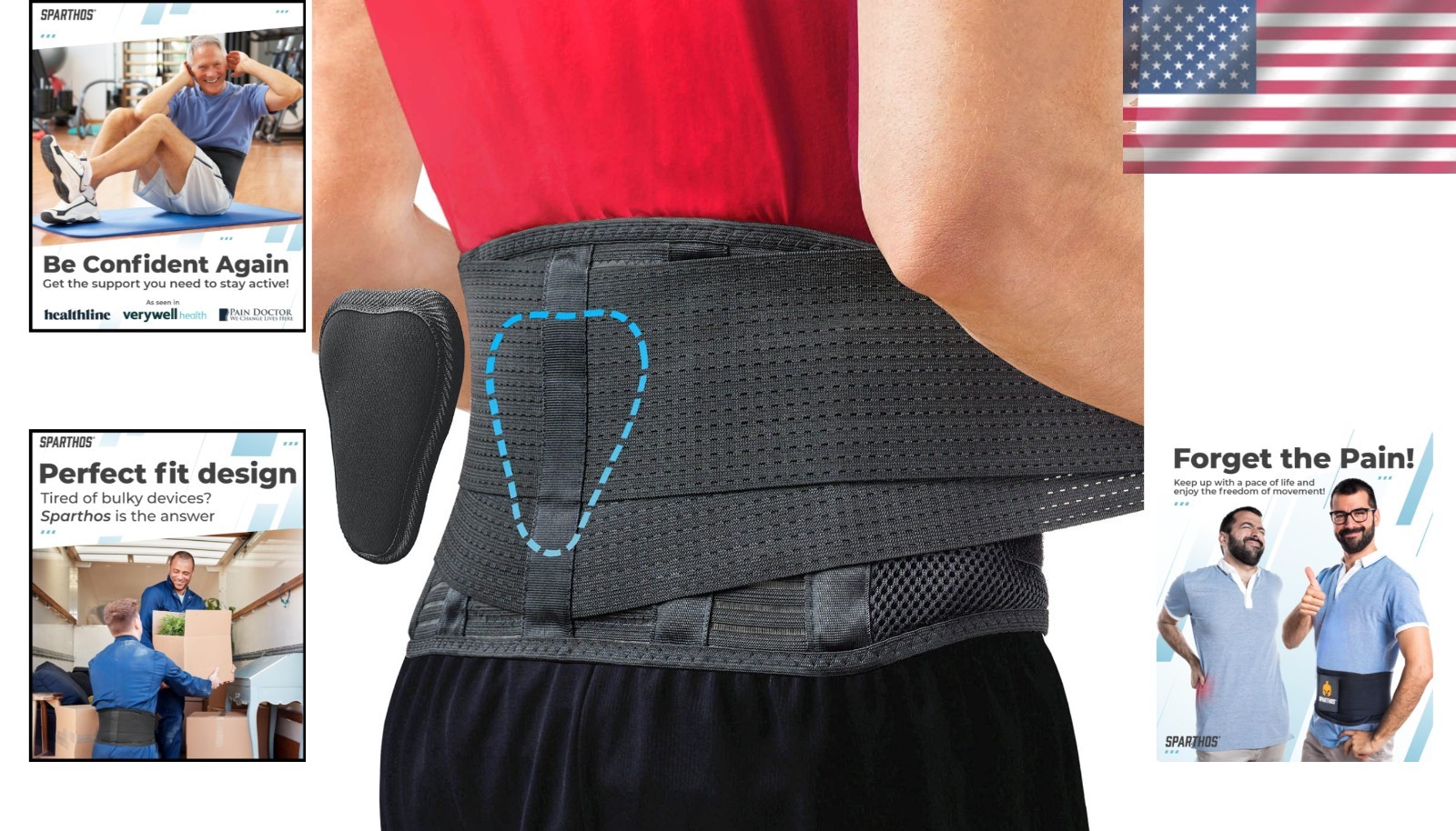 Back Brace Lumbar Support Black Large