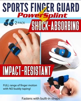 Sports finger guard (2-pack) finger brace protection; impact-resistant, NO ta…