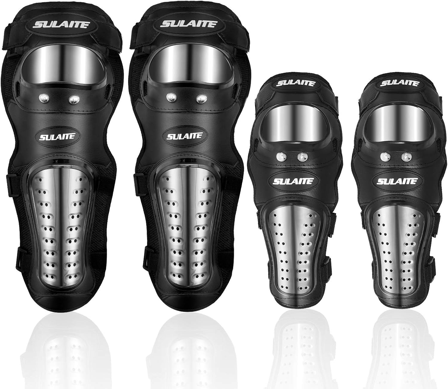 Knee & Elbow Pads 4Pcs Adjustable Motocross Protective Gear Set | 2-in-1 Set,EVA