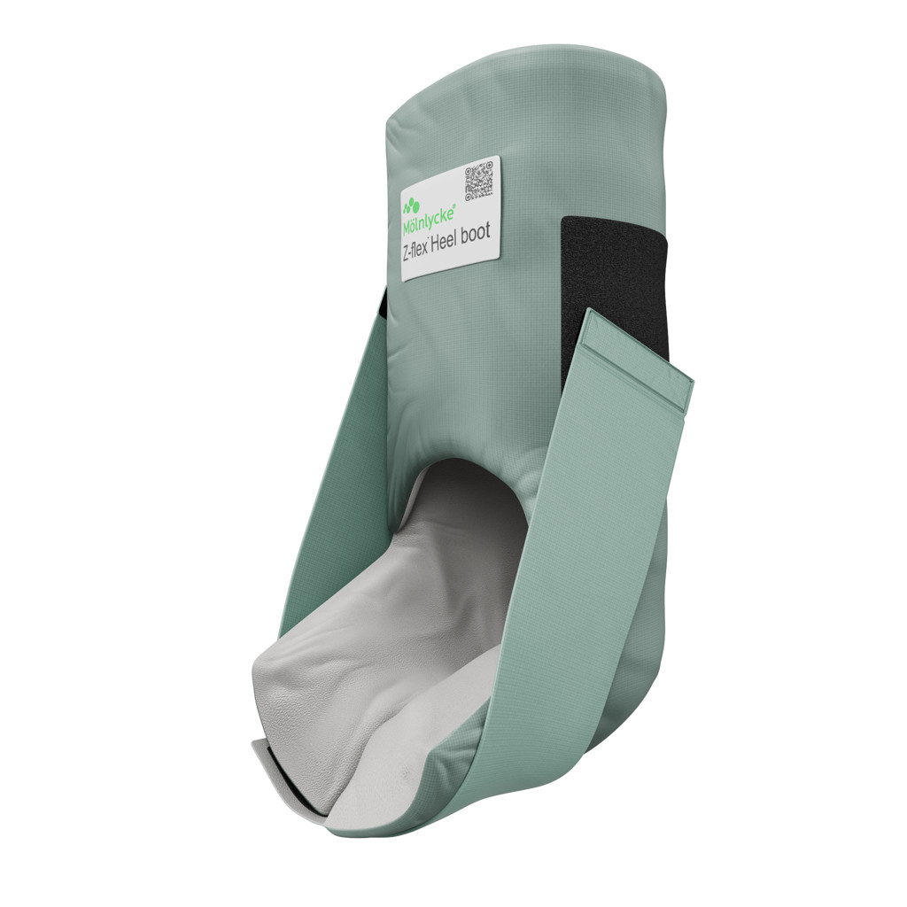 2 Molnlycke Z-Flex One Size Fluidized Heel Boots Preventing Pressure Ulcer Gray