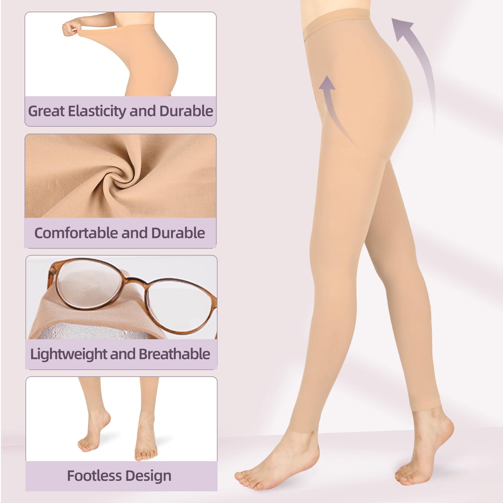 Wegitcs 20-30mmHg Footless Compression Leggings for Women,Waist High Tights |…