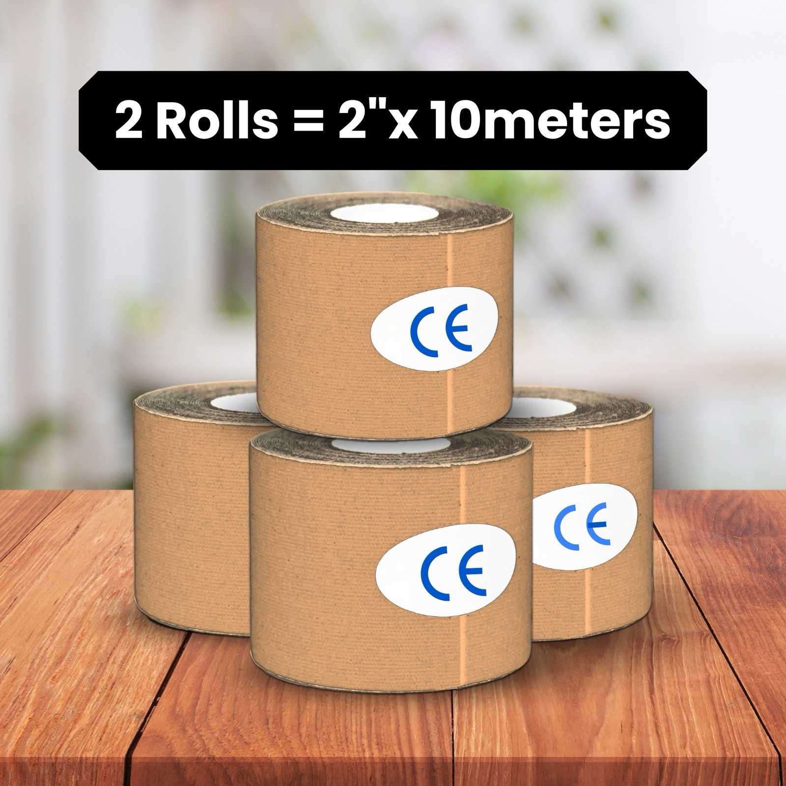 KT TAPE Cotton Elastic Sports Tape, Beige 2” Wide X 16 Feet Long (2pc)