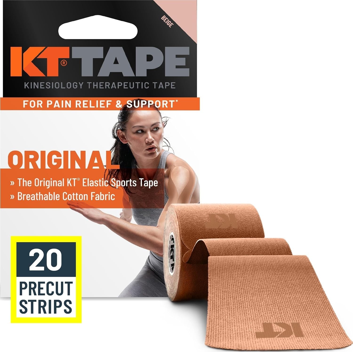 Daily Pain Relief Kinesiology Tape – 20 Hypoallergenic Strips for Joint Support