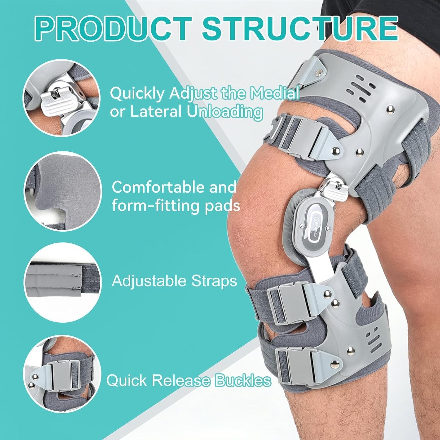 Unloader Knee Brace for Osteoarthritis Pain Relief Adjustable Hinged Knee Suppor
