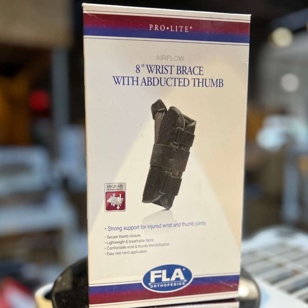 FLA Pro-Lite Airflow 8″ Wrist Brace w/Abducted Thumb Black Right Small/Medium