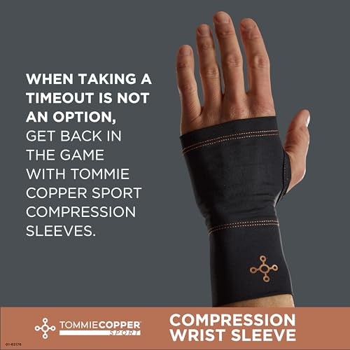 01-63176T Tommie Copper Wrist Compression Sleeve (S/M, Black)