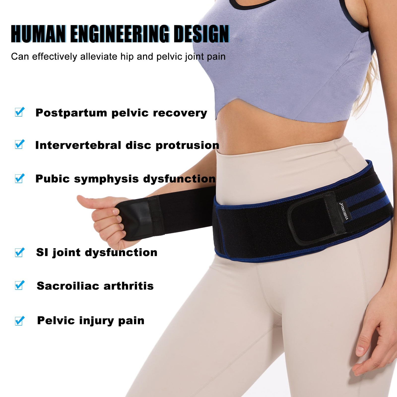 VISKONDA Sacroiliac SI Joint Belt – Lower Back Brace for Men and Large, Black