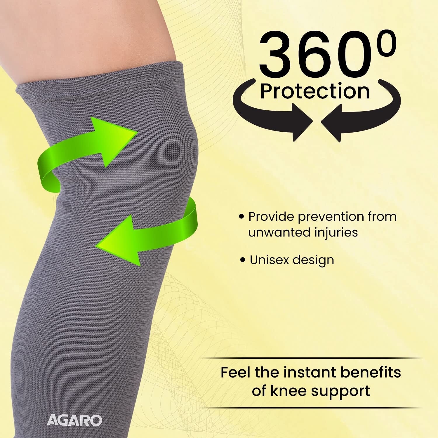 Stretchable Pain Relief Knee Support in different sizes , pack of 2 , Gray