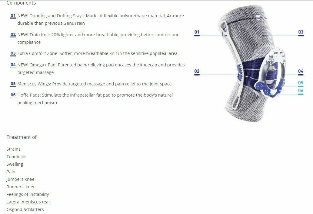 Bauerfeind GenuTrain Size 3 Hinge Knee Joint Brace Patella Support Sleeve ACL
