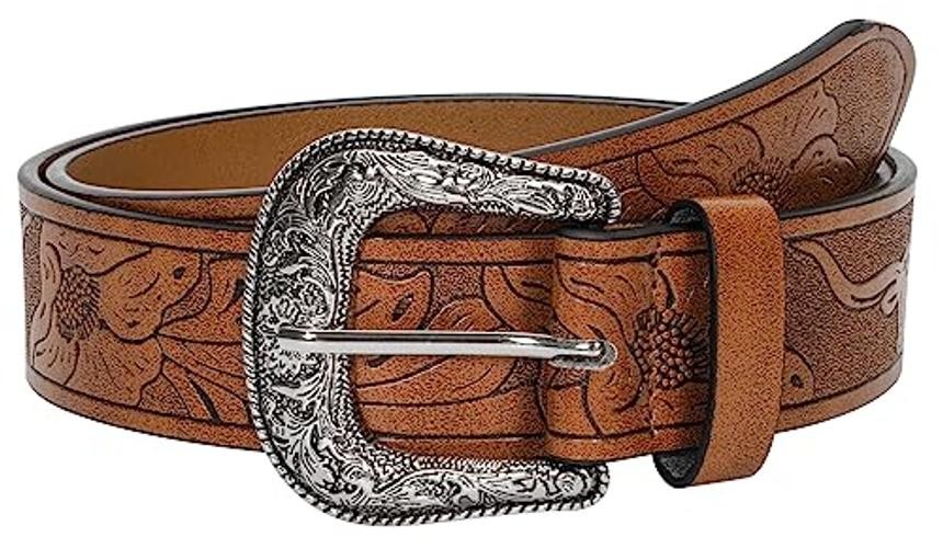INOGIH Adjustable-Vintage-Western-Cowboy-Belt Women Men One Size Coffee-style 2