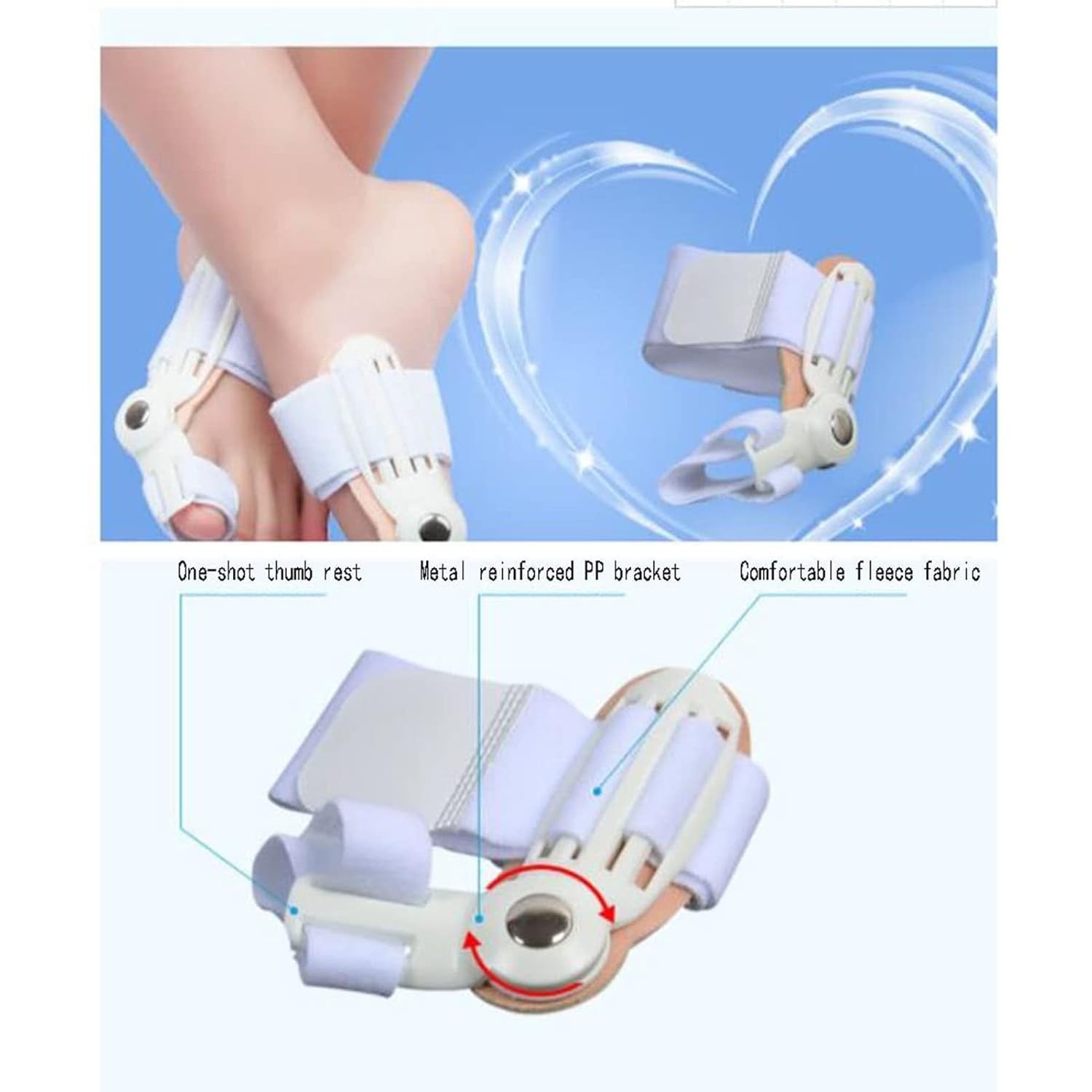 Bunion Corrector Big Toe Straightener Adjustable Bunion Splint Silicone Pad