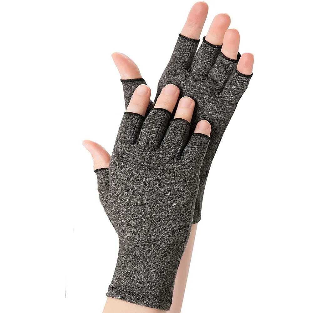 2 Pair Unisex Arthritis Compression Gloves Relieve Muscle Pain Fingerless Gloves