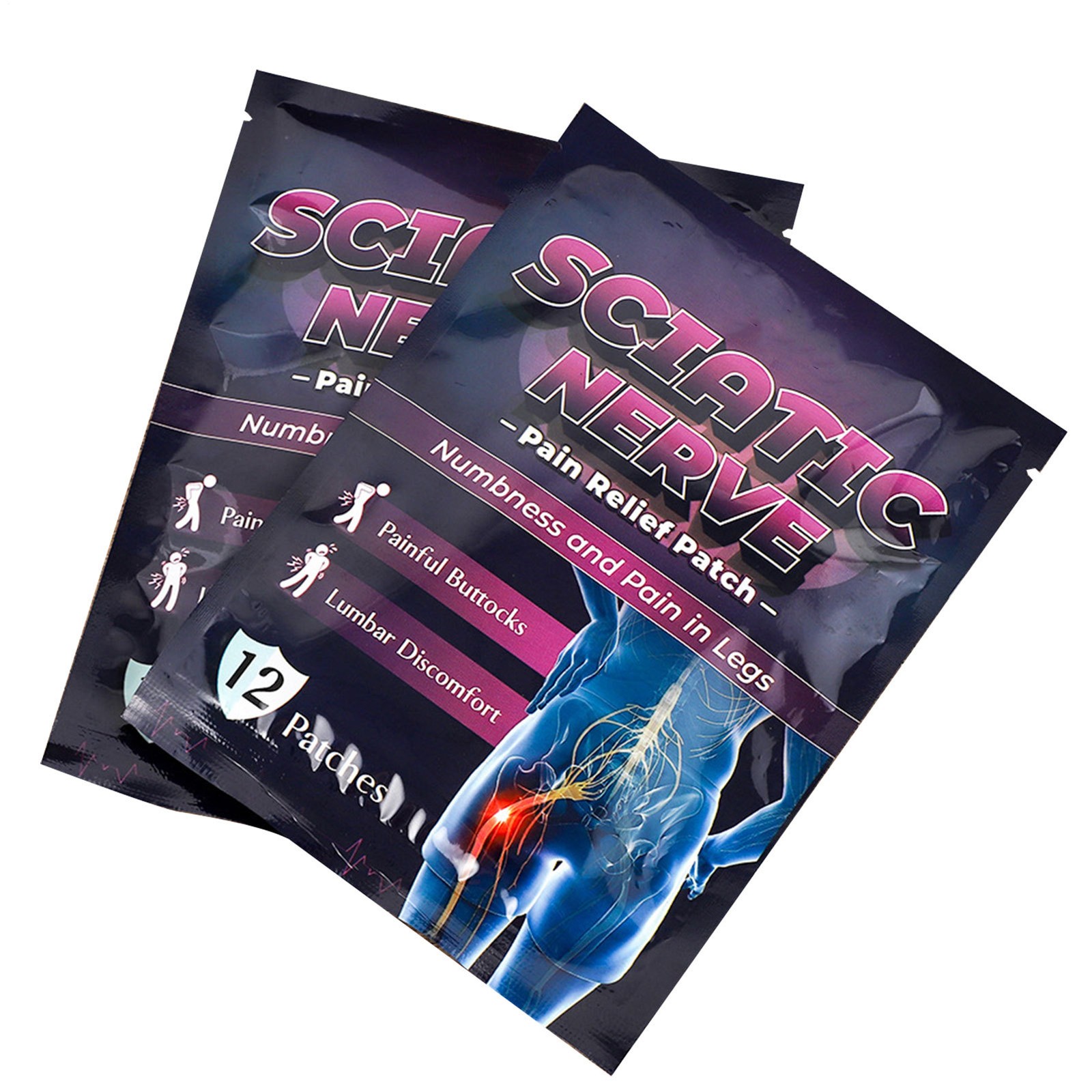 12Pcs Sciatica Pain Relief Patches Nerve Bone Hip Ache Muscle Joint