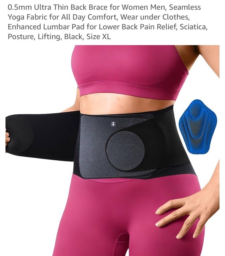 Fitomo 0.5mm Ultra Thin Back Brace for Women Men, Seamless Yoga L, Black