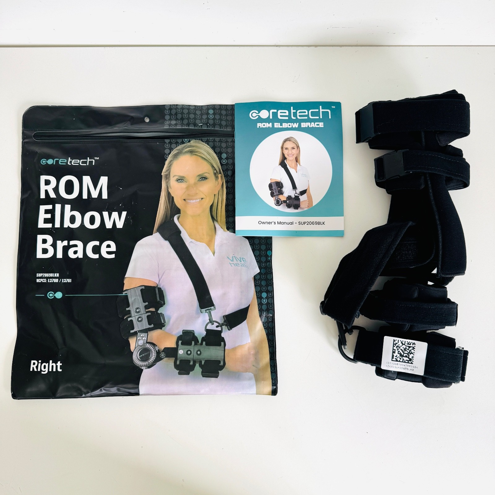 CoreTech Elbow Brace RIGHT Arm ROM Adjustable Hinged Support Splint SUP2069BLKR