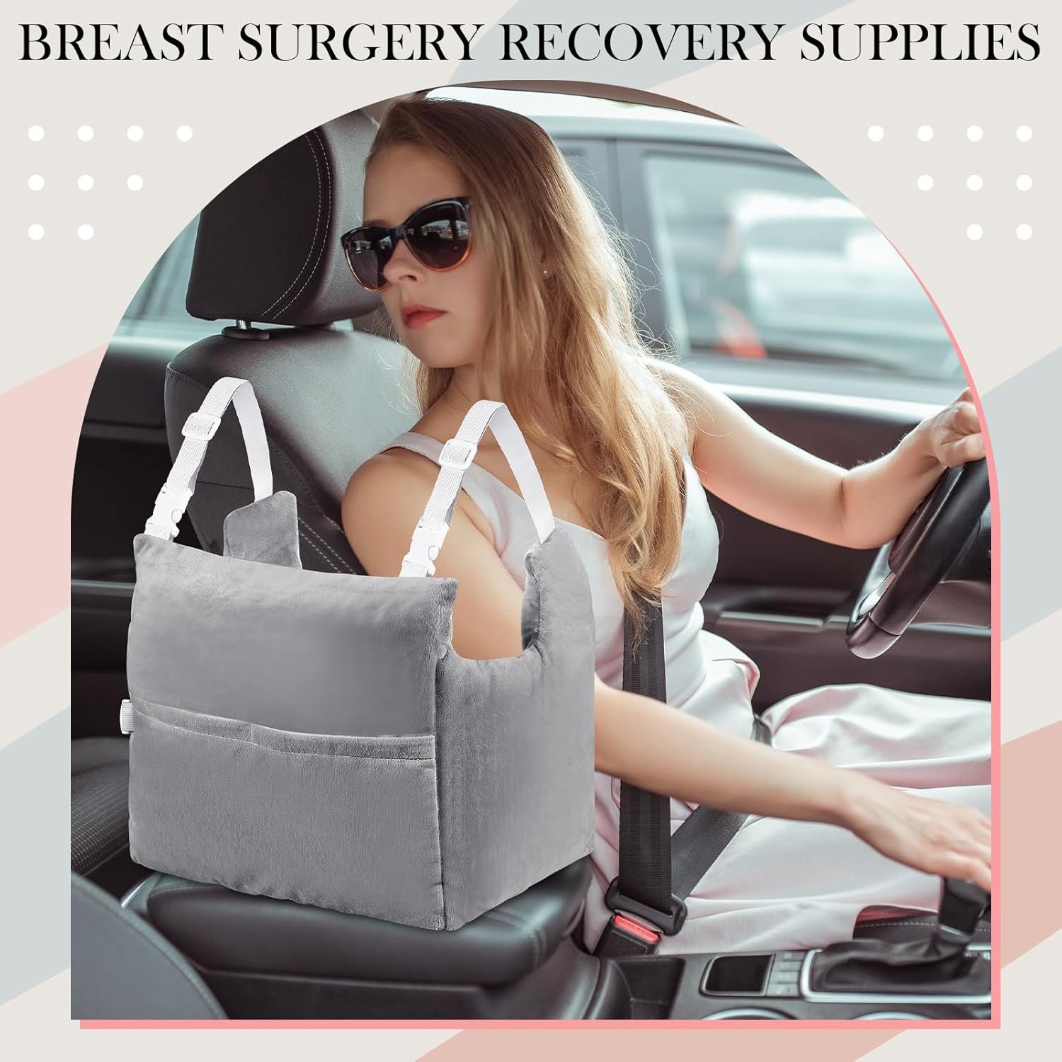 Mastectomy Pillow for Post Surgery Chest/ Breast Recovery, Gray