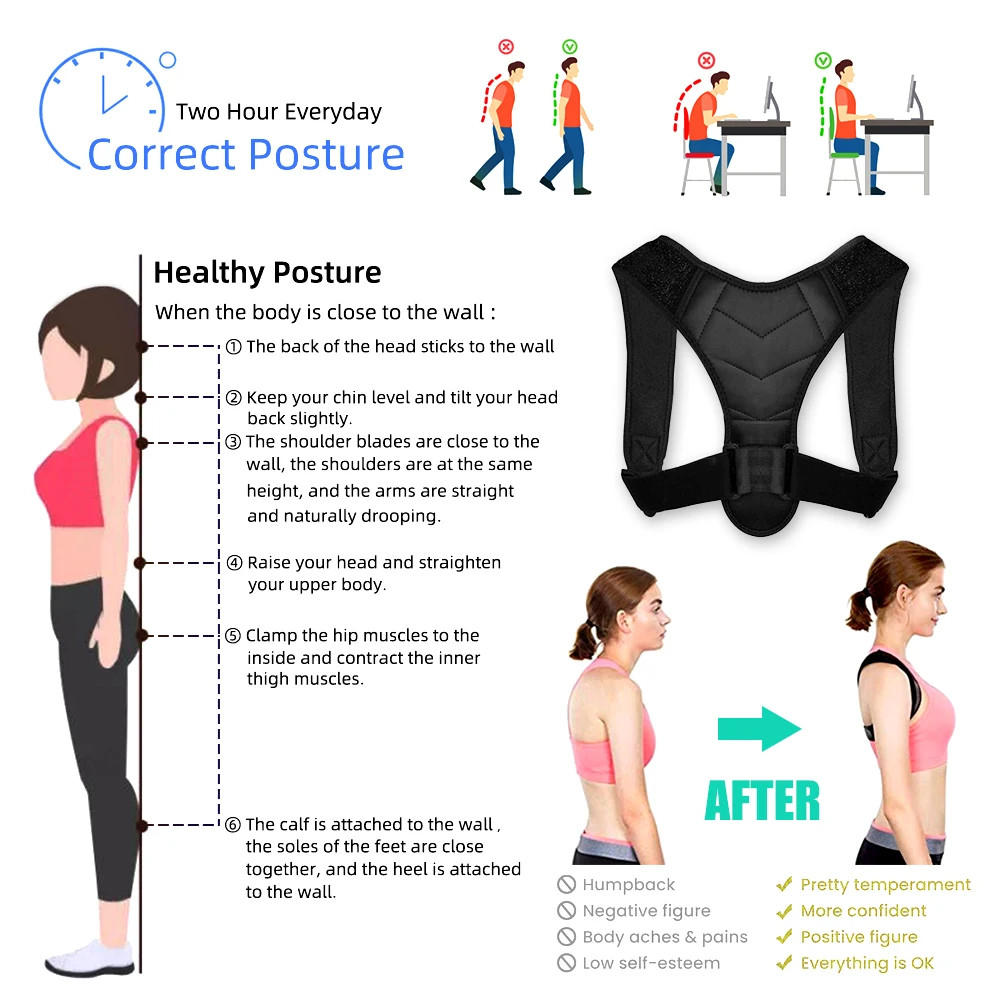 1PC Posture Corrector for Men Women, Comfortable Adjustable Back Brace