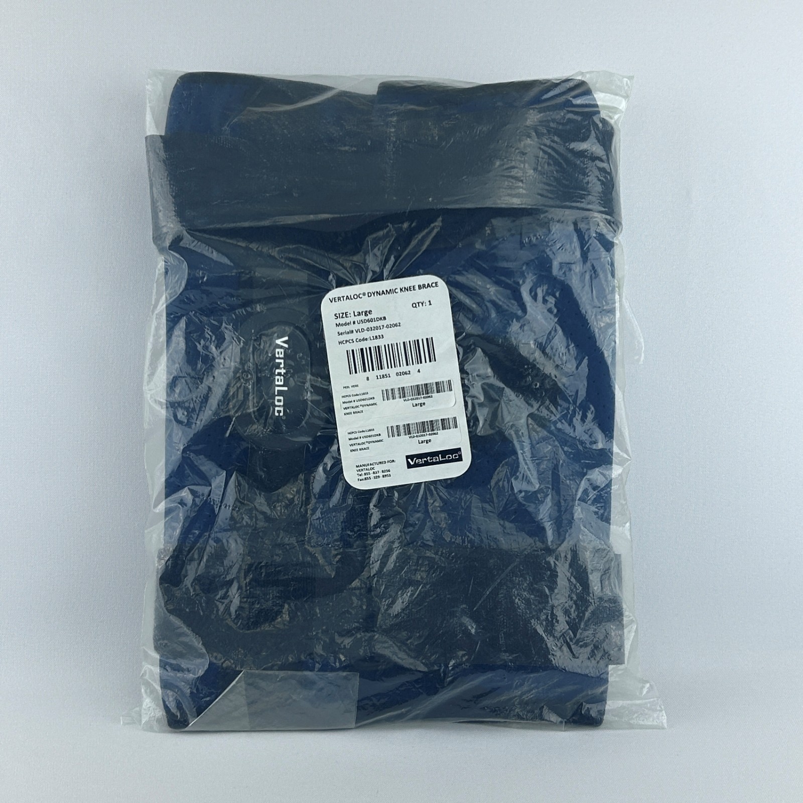 Vertaloc Dynamic Knee Brace Model USD601DKB Size Large L1833 Blue Knee 20″- 23″