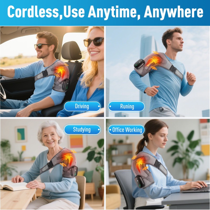 Electric Heated Shoulder Massager Brace with Vibration Therapy Joint Pain Relief