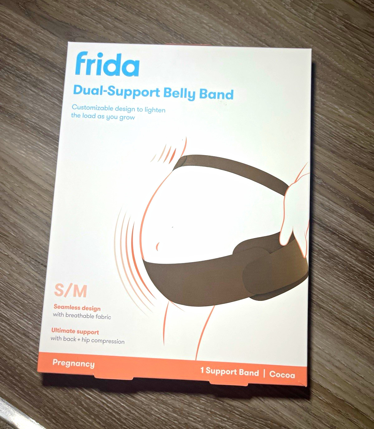 Frida Dual-Support Belly Band Abdominal Support Adjustable S/M Cocoa