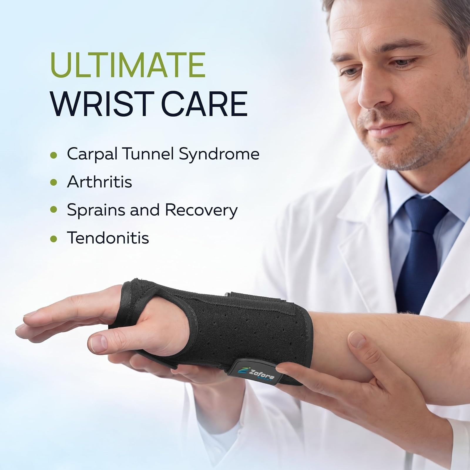 ZOFORE SPORT Carpal Tunnel Wrist Brace Night Support – Adjustable Splint