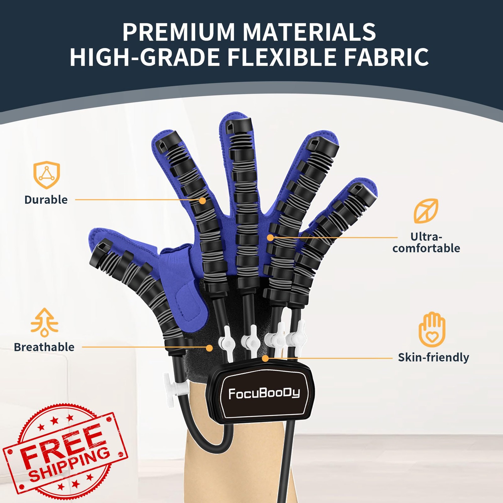 FocuBoody Rehab Gloves Right Hand Blue L