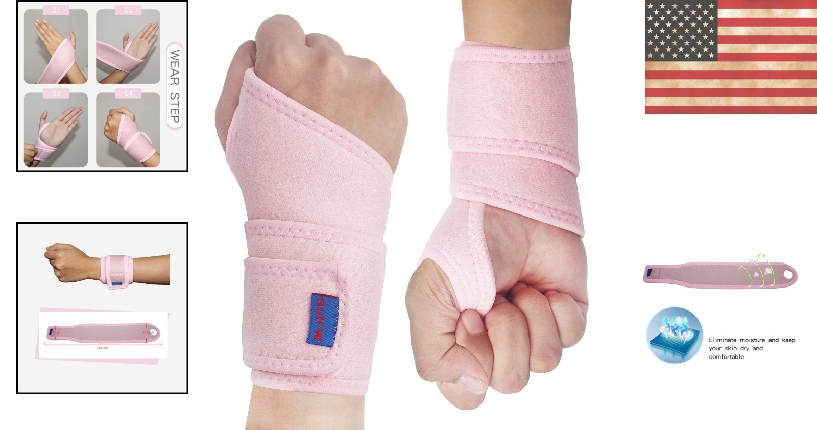 Lightweight Adjustable Wrist Support for Injury Recovery – 2 Count Set in Pink