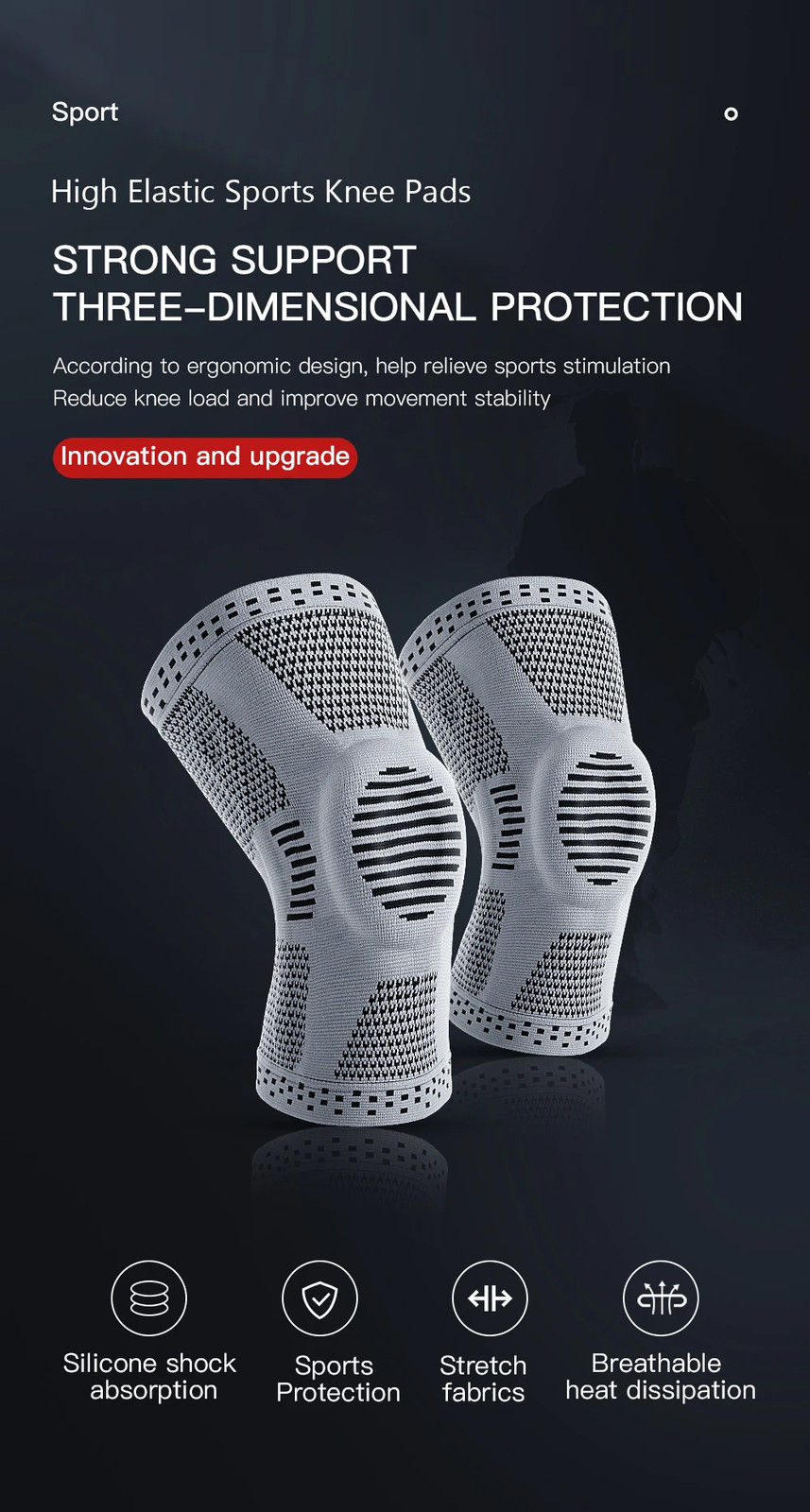 1Pcs Silicone Spring Full Knee Support Patella Medial Support Strong Meniscus