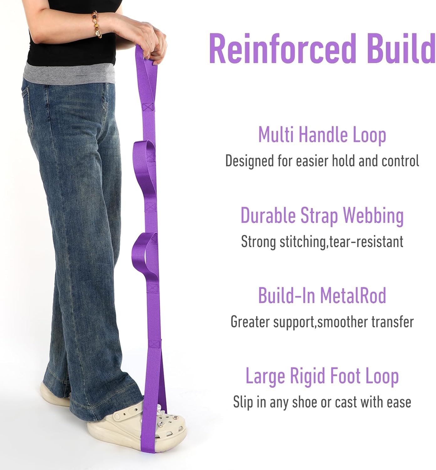45 Inch Leg Lifter Strap W/ Multi Loops Post Surgery Recovery Aid Hip