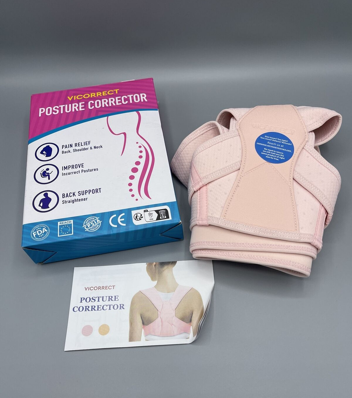 Posture Corrector Adjustable Upper Back Brace Pink L/XL