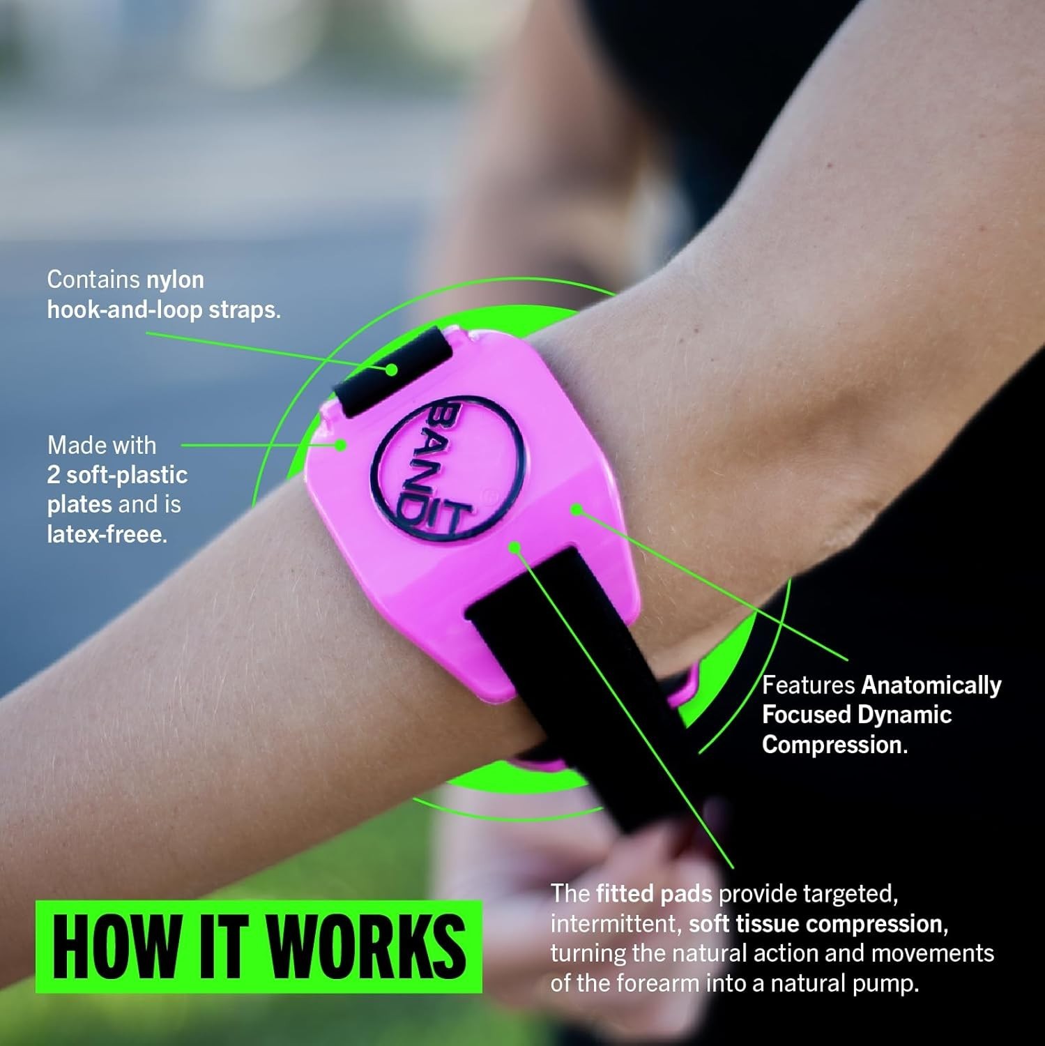 BandIT PINK Compression Arm Band – Pain Relief & Swelling