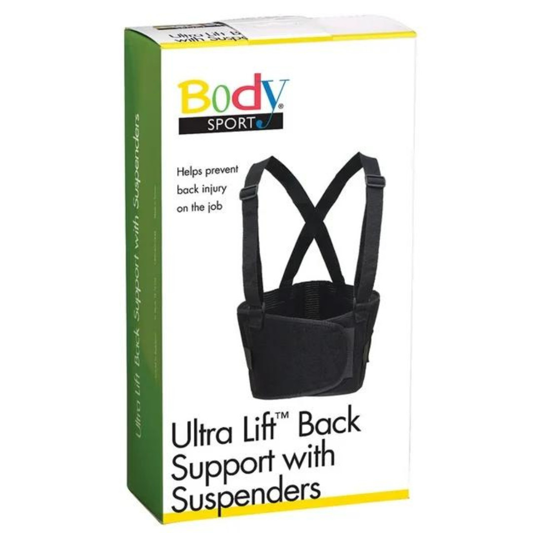 SALE! BodySport Ultra Lift Back Support with Suspenders 9″ Wide, Black XL – NWOP