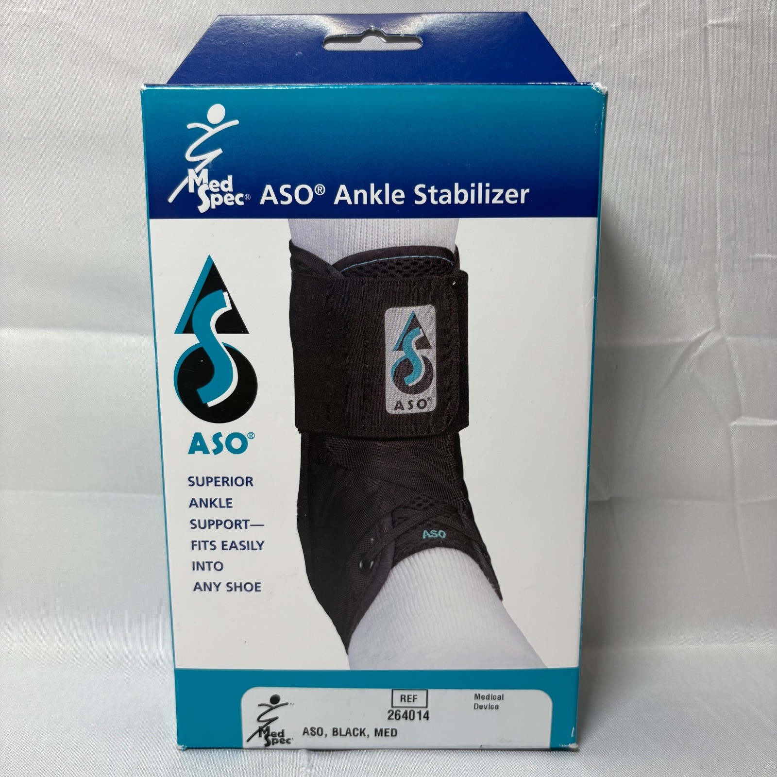 ASO MedSpec Ankle Stabilizer Brace Support Size Medium Black *EASY FIT INTO SHOE